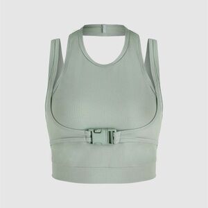 SOLID BUCKLE RIB CROP TANK TOP